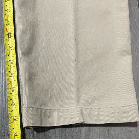 Polo Ralph Lauren Polo Chino Pants Mens 35x30 (Hemmed) Khaki Tan Pleated Cotton - Picture 9 of 10